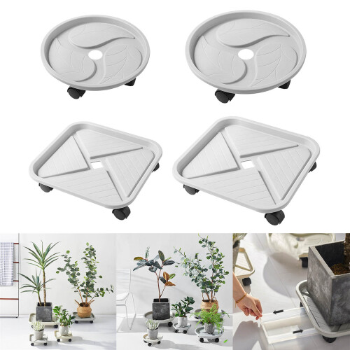 Flower Pots Tray Round/Square Plastic Tray Caster-Round 4 2
