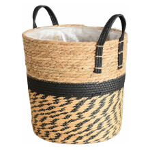 Natural Grass Woven Potted Container Ornament Large-BL number
