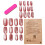 24 Pcs Medium False Nails Tips Cat Eye Press on Nails Full Cover 1