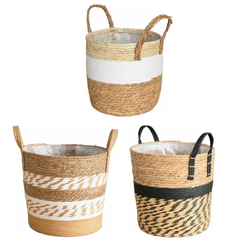 Natural Grass Woven Potted Container Ornament Large-BL number 1