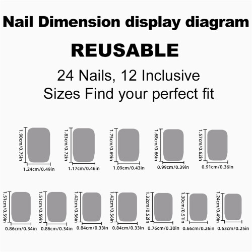 24 Pcs Medium False Nails Tips Cat Eye Press on Nails Full Cover 2