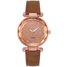 Ladies Belt Watch Frosted Brown One Size Women Men Wrist Watches