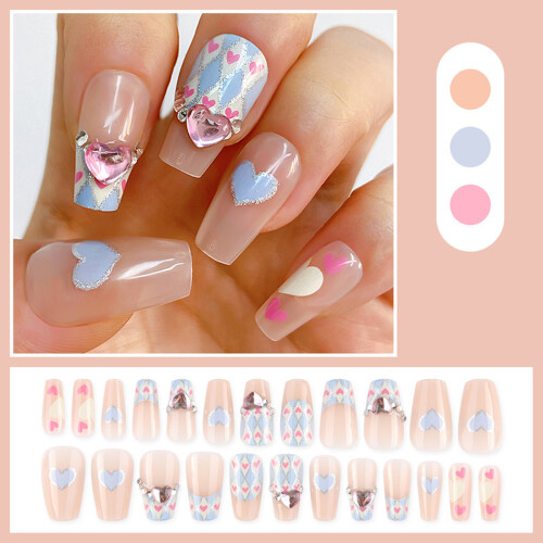 Medium False Nails with Bow Full Cover Stick on Nails-C21A 5