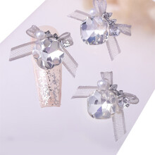 3pcs Showcase Your Charming with Organza Bowknot Nail Art-White
