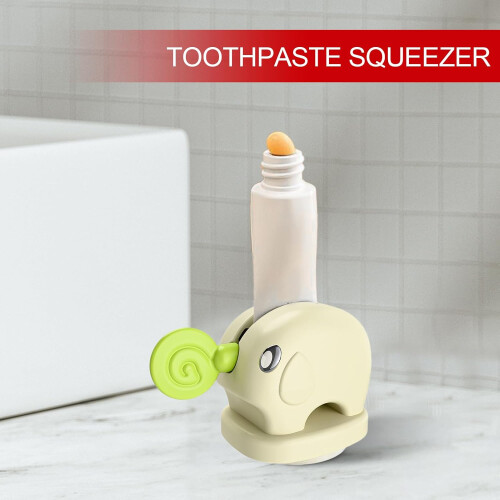Toothpaste tube squeezer with handles, reusable holder pump  elephant design green 1