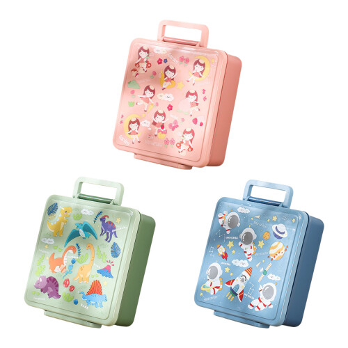 Reusable 4 Section Food Storage Container For Kids with-Green 2