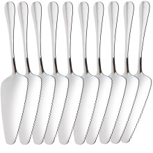 Cake Server Set, 10 Pieces Cake Scoop with Serrated Edges, Stainless Steel (Silver)