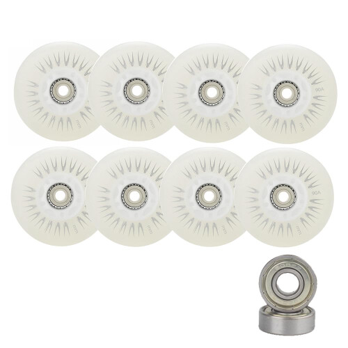 Inline Skate Wheels Indoor/Outdoor 90A 8Pack 100MM White