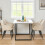 AINPECCA Grey Marbel Effect Top Wood Dining Table Kitchen 9