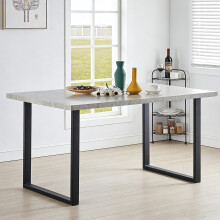 Grey Marbel Effect Top Wood Dining Table Kitchen