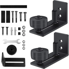 Guia de piso para porta de correr estilo celeiro com design de fundo nivelado, sistema de montagem na parede com rolete ajustável para portas