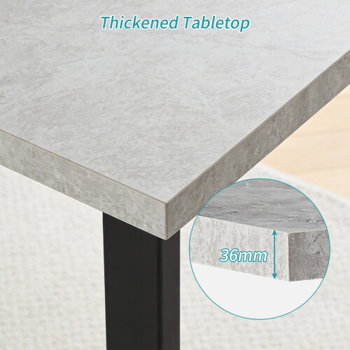 AINPECCA Grey Marbel Effect Top Wood Dining Table Kitchen 1