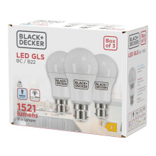 Black + Decker GLS 12.6W 1521lm B22 (BC) 6500K (Daylight) 3pk