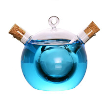 Stemless Cocktail Glasses 2In1 Martini And Wine Tumblers, Blue Teardrop Design, Custom Barware Gift