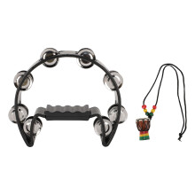 Hand-Tamburin mit hängendem Dekor, Metallglocken,