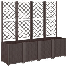 Wenjingqi 367875 Flower Box with Trellis, Polypropylene, Brown, 160 x 40 x 140 cm