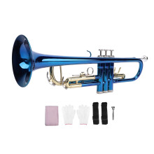 Bb-Standard-Trompete, blaue Farbe, Kupfer, goldene