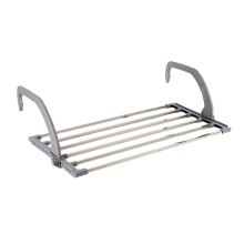 Clothes Airer Telescopic Folding Drying Rack For Balcony And Radiator Outdoor Pole Adjustable Gray