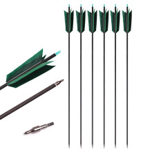 31 Inch Carbon Arrows Target Flu Flu Arrows Spine 500 Hunting and Target Practice Arrows with 4 Turkey Feathers for Hunting Small Game 12pcs Green 2
