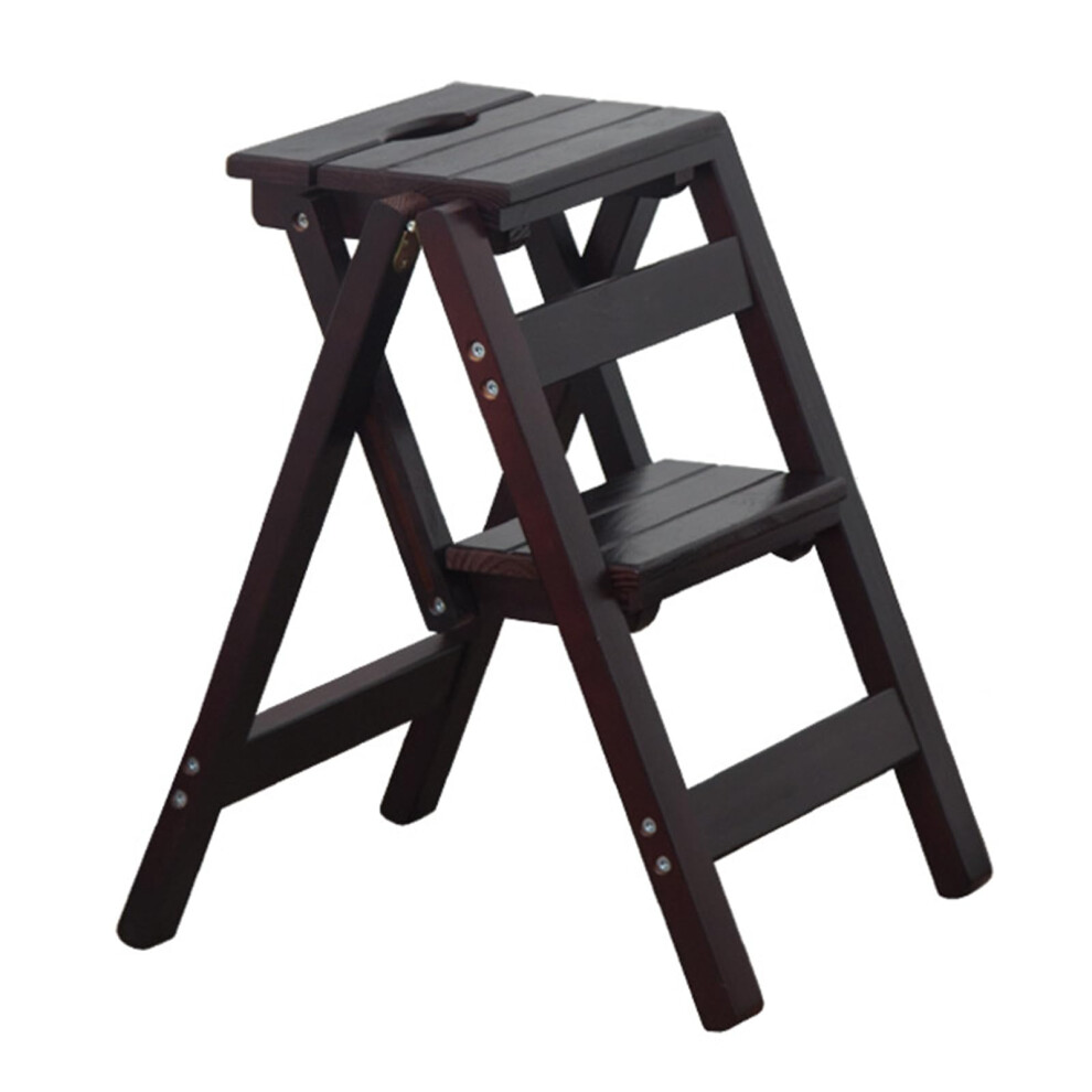 2 Layers Folding Step Stool For Adults Thickened Wooden Ladder Kitchen And Library Stool Compact Household Step Chair 9323874478098