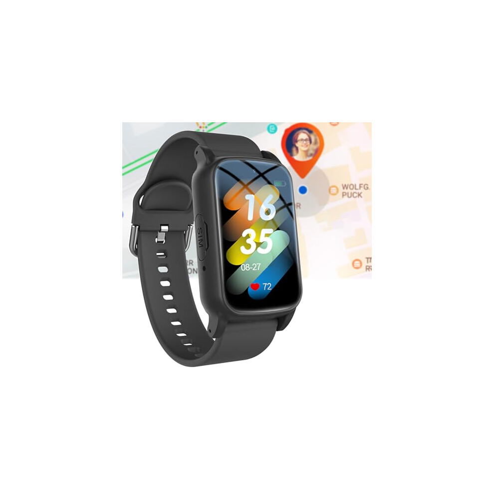 Smart Watch Fall Detection Gps Tracker Sos Voice Messages Geofence For Elderly Safety Black 9339159698778