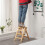 Wooden Step Ladder Chair 2Step Folding Stool Multifunction Foldable Step Stool For Home Kitchen Library Ladder Rack 4