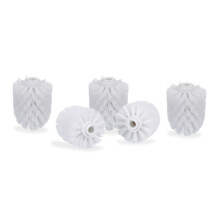 Toilet brush head in set of 5, loose toilet brushes, 12mm thread, spare brush head diameter 8 cm, white