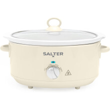 Salter Retro 6.5L Slow Cooker 3 Heat Settings & Keep Warm, Dishwasher Safe Ceramic Pot
