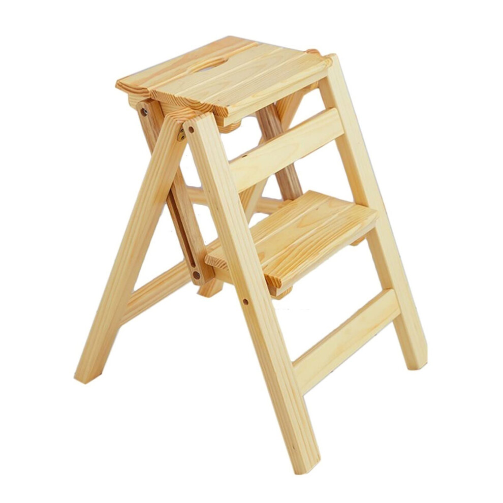 Wooden Step Ladder 2Step Folding Solid Wood Indoor Stair Chair Multipurpose Step Stool Household Display Shelves Ladder 9323874478166