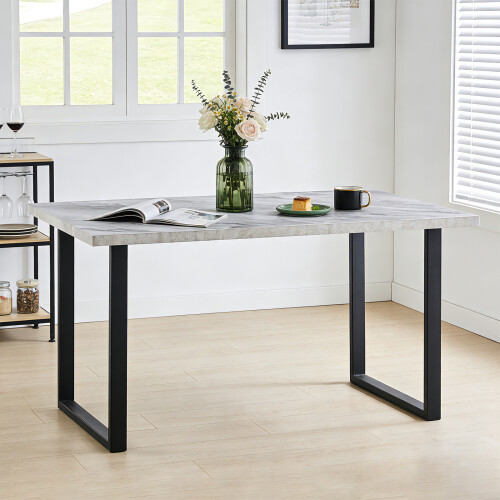 AINPECCA White Marbel Effect Top Wood Dining Table Kitchen
