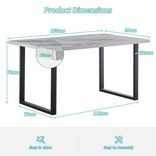 AINPECCA White Marbel Effect Top Wood Dining Table Kitchen 2
