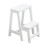 Folding Wood Step Stool 2Step Foldable Ladder, Lightweight Foot Stool For Home Kitchen Loft Camping, White 1