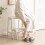 Folding Wood Step Stool 2Step Foldable Ladder, Lightweight Foot Stool For Home Kitchen Loft Camping, White 3