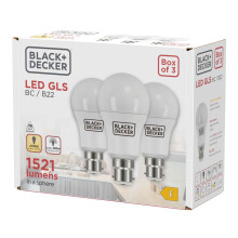Black + Decker GLS 12.6W 1521lm B22 (BC) 2700K Warm White 3pk