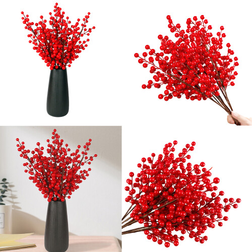 10xChristmas Foam Fruit Flower Branch Simulation Berries Plant 2