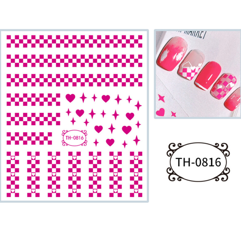 Checkerboard Nail Art Sticker Geometry Plaid Nail Decals-816