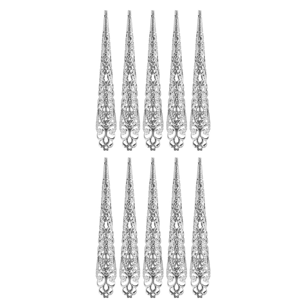 Silver Finger Nail Tip Claw Rings Finger Knuckles Protector For