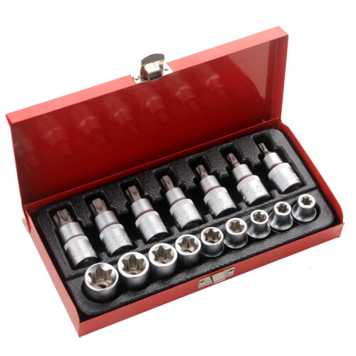 Torx Bit Socket Set with for Case E10-E24 T30-T70 16 Pcs Steel