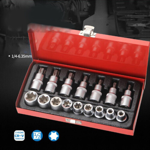Torx Bit Socket Set with for Case E10-E24 T30-T70 16 Pcs Steel 2