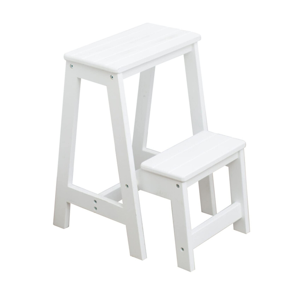 Folding Wood Step Stool 2Step Ladder, Lightweight, Foldable, White Finish, For Home Kitchen Loft Camping 9119770113559