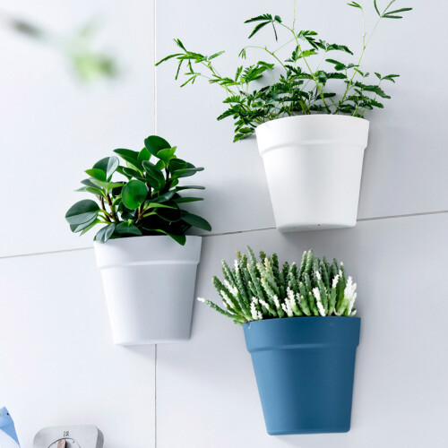 Wall Mounted Flower Pot Semicircle Shaped Plastic-Rice white 2