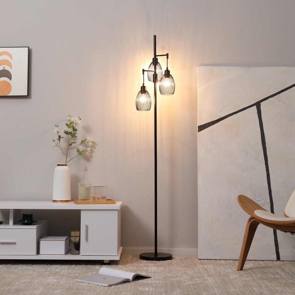 Homcom Industrial 3- Floor Lamp Dimmable Standing Lamp For Living Room Light
