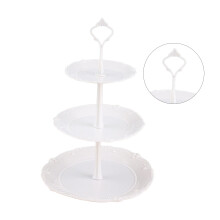 Multi Tiered Fruit and Dessert Display Rack-white white pole