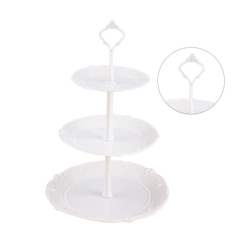 Multi Tiered Fruit and Dessert Display Rack-white white pole