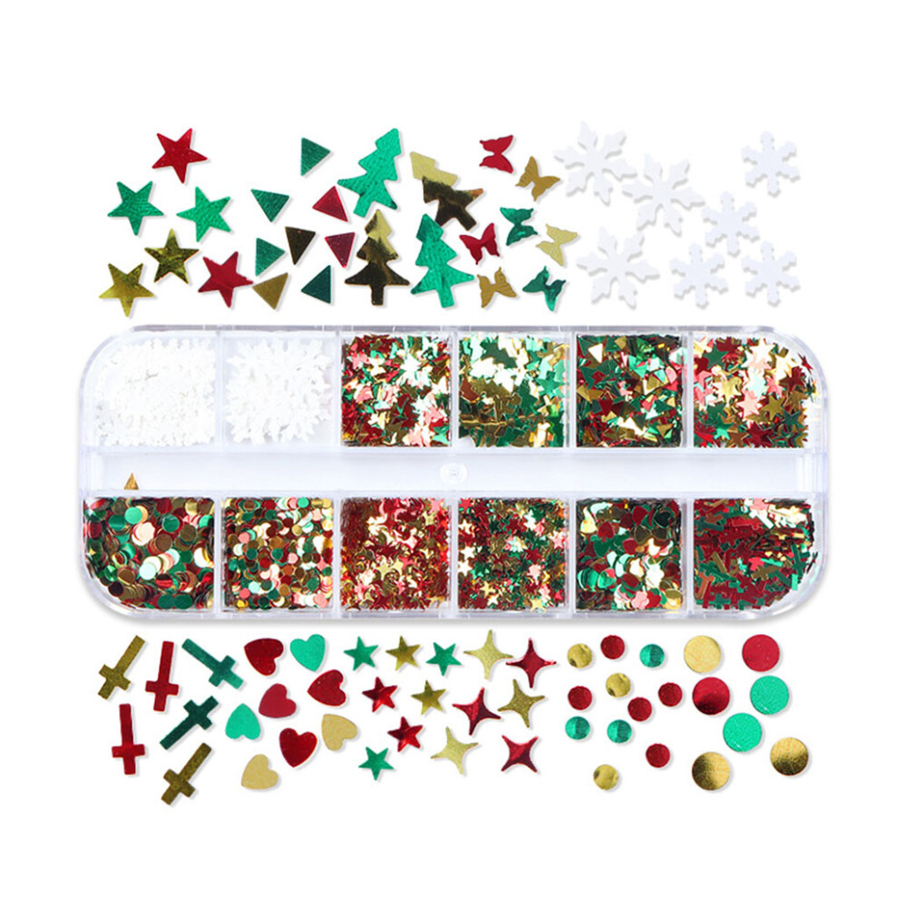 12 Grids Christmas Snowflake Winter Nail Sequins Magnificent