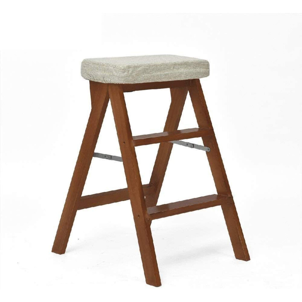 Wooden Folding Step Stool, Solid Wood, Spacesaving, Lightweight Chair And Footstool For Kitchen, Home, Adults 9001264251772