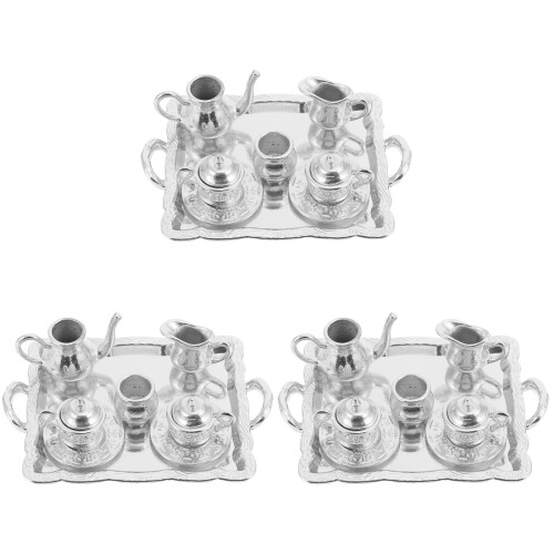 3 Sets Mini Tee Geschirr Mit Zarter Deko Und 2