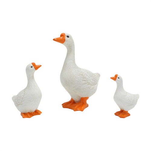 Figurine d'oies blanches, 3 pièces, animaux de ferme, Statue