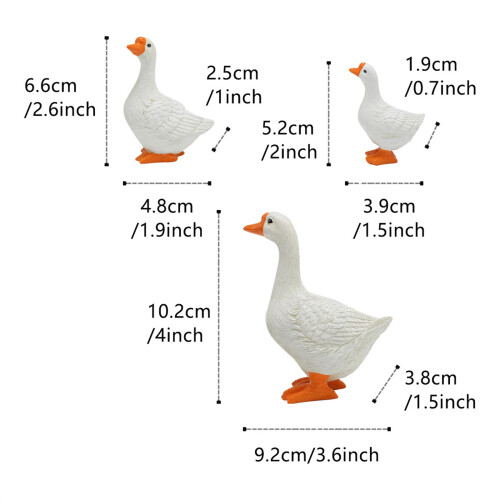 Figurine d'oies blanches, 3 pièces, animaux de ferme, Statue 2