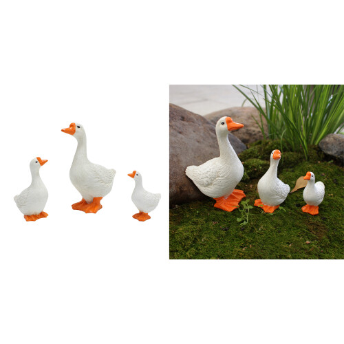 Figurine d'oies blanches, 3 pièces, animaux de ferme, Statue 1